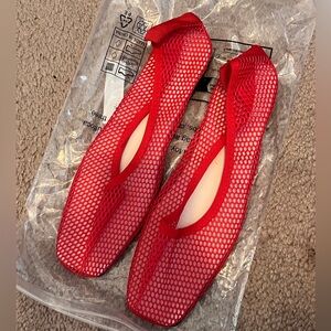 SHEIN Red Mesh Flats